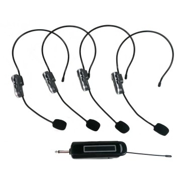 Microfono inalambrico de diadema cuadruple con receptor UHF