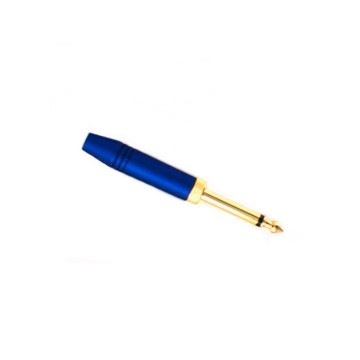 Conector Jack 6,3 mm  metalico robusto MONO AZUL (Soldar)